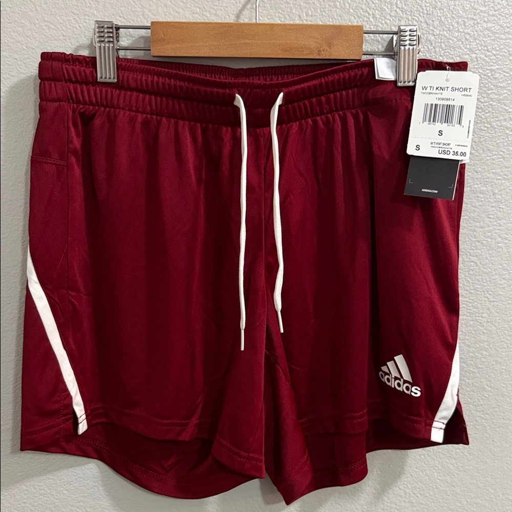 Adidas Burgundy Shorts with White Stripes